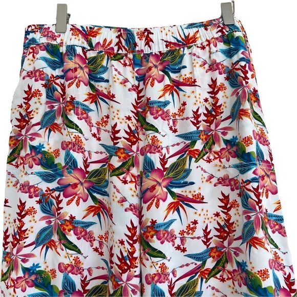 Vintage Caribbean Joe Wide Leg Cropped Tropical Floral Pants 12 - Picture 6 of 9